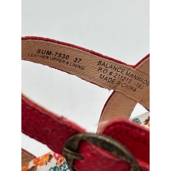 Alegria SUMMER SUM-7530 Women's NEW Leather Wedge Sandal Red EU Size 37 NIB - Picture 10 of 11